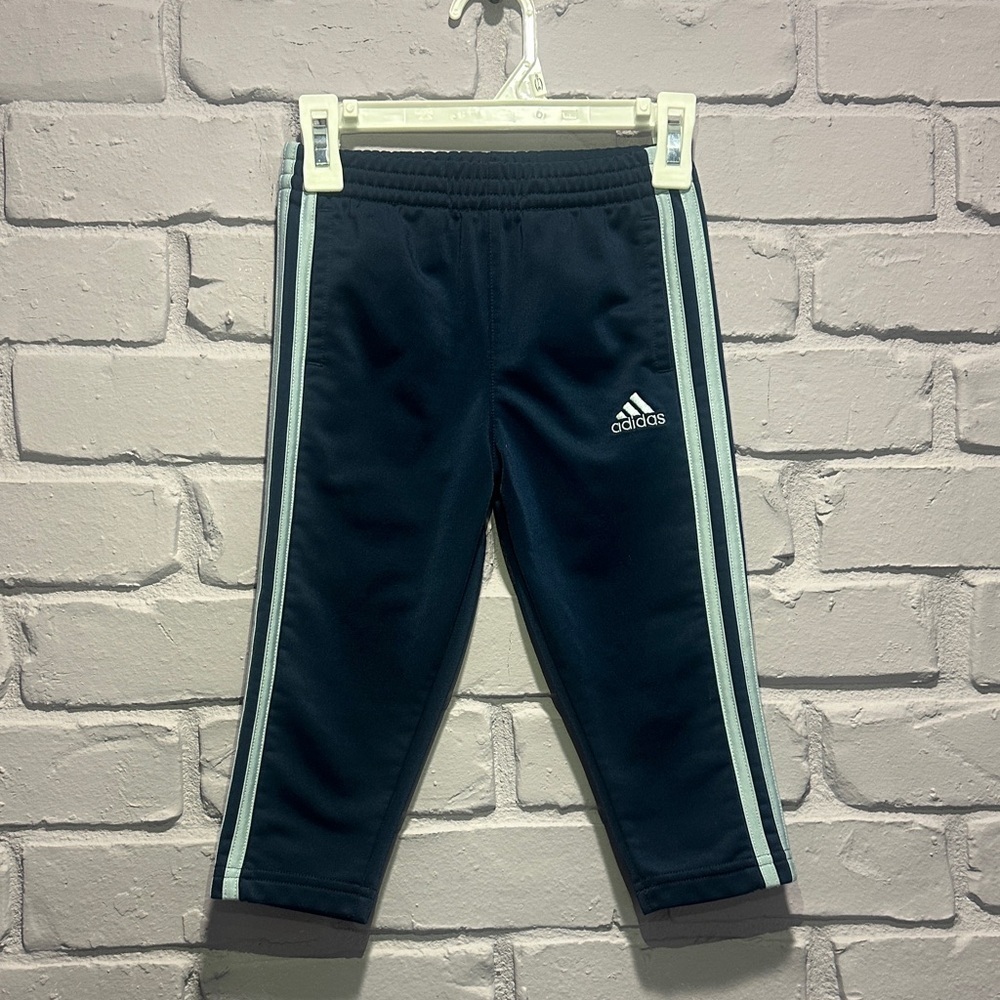 NEW Adidas Kids Dark Blue Joggers with Light Blue Stripes size 2T